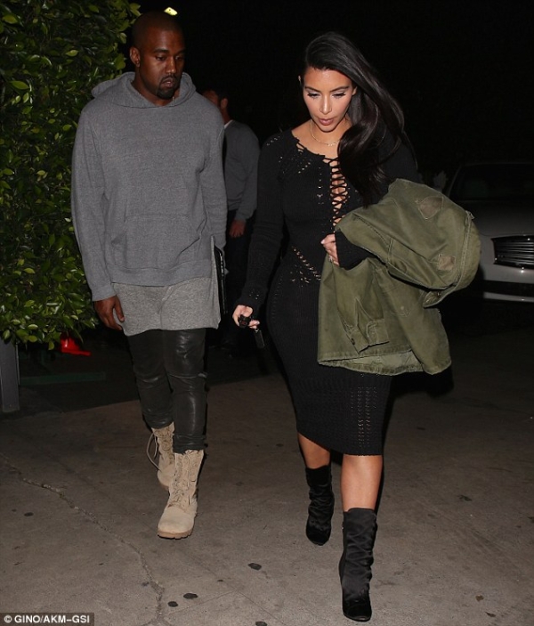 Kim Kardashian Dons Skintight Knit Dress and Mid-Calf Boots, Hot ...