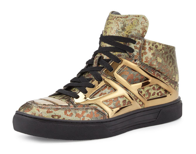 Alejandro Ingelmo Iridescent Leopard Print High-Top Sneaker, Gold ...