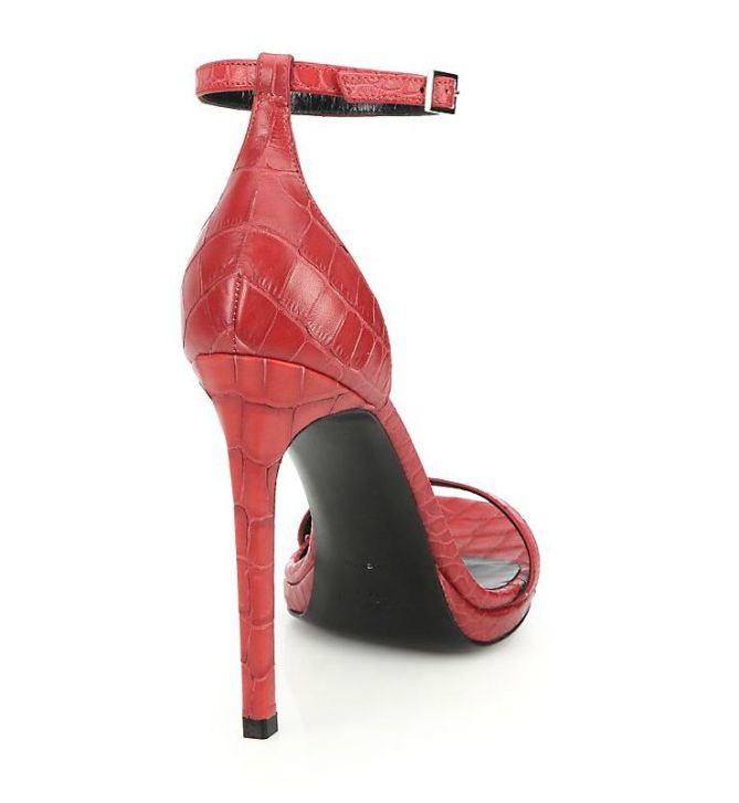 Saint Laurent Croc-Embossed Leather Jane Sandals – Shoes Post