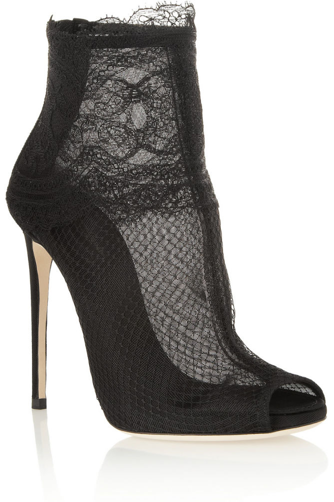 DOLCE & GABBANA Lace-trimmed Net Ankle Boots – Shoes Post