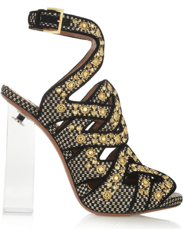 Alaïa Plexiglasheeled Embellished Raffia Sandals Shoes Post