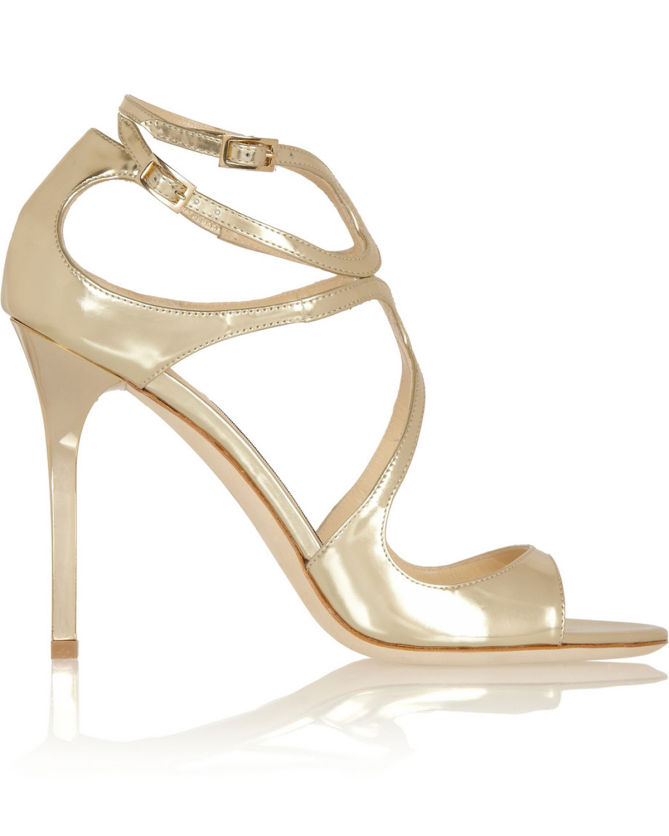 JIMMY CHOO Lang Mirrored-leather Sandals – Shoes Post