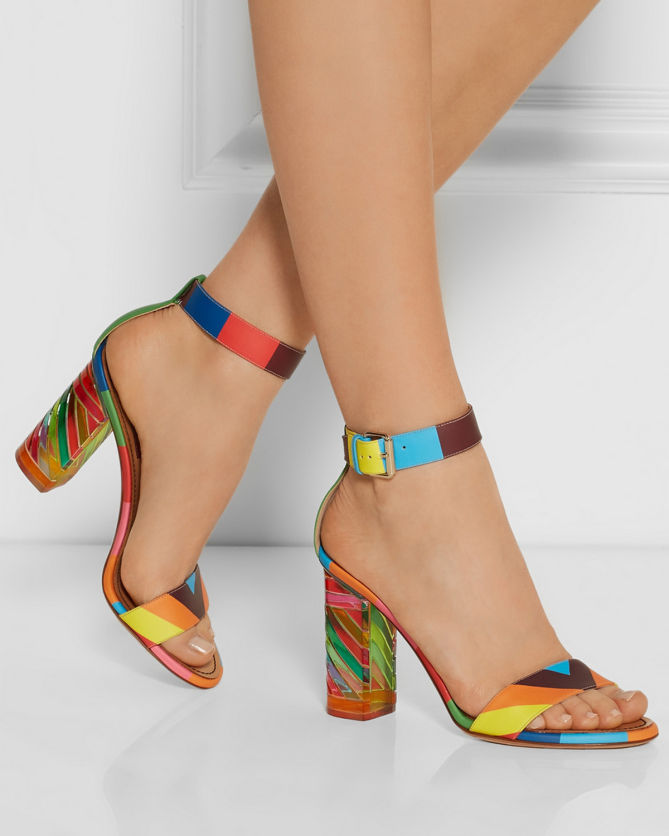 VALENTINO Printed leather and Plexiglas Sandals – Shoes Post