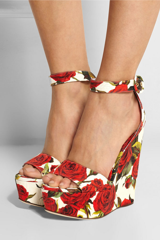 DOLCE & GABBANA Floral-brocade Wedge Sandals – Shoes Post
