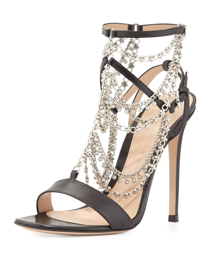 strappy jeweled heels