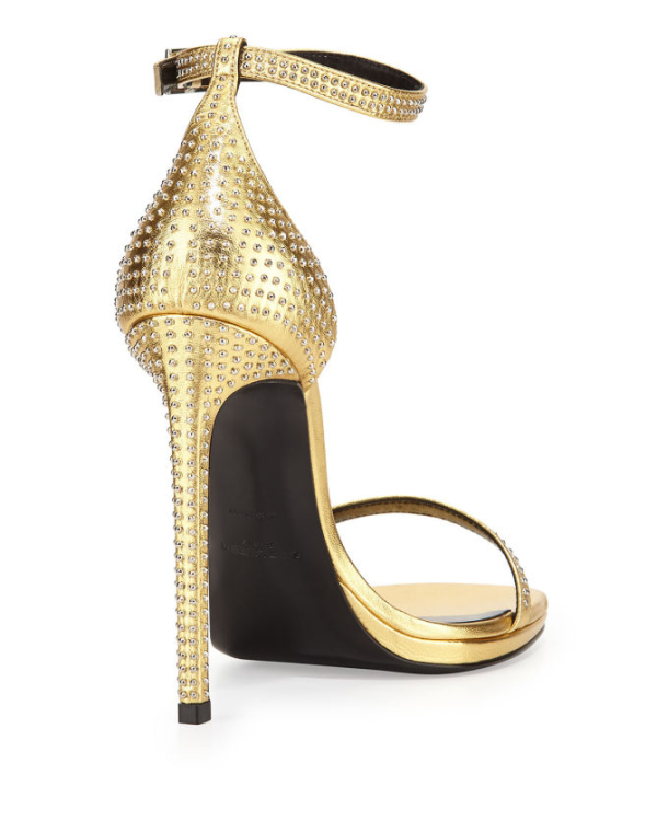 Saint Laurent Studded Ankle-Strap Sandal, Gold – Shoes Post