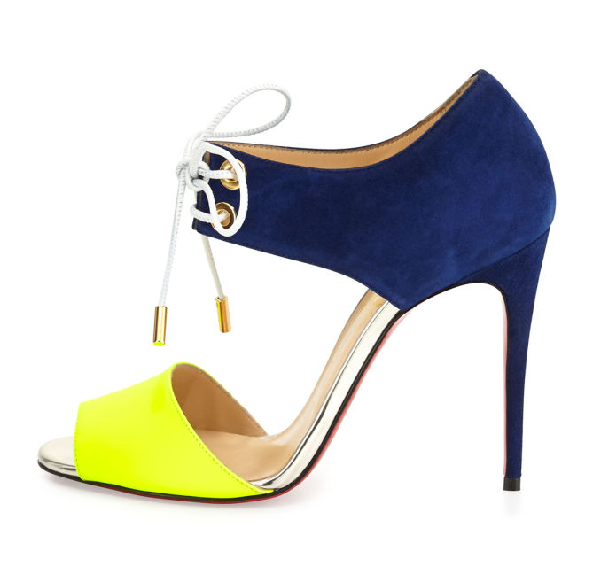 Christian Louboutin Mayerling Bicolor Fluorescent Red Sole Sandal ...