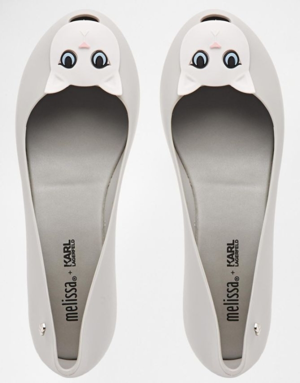 Karl Lagerfeld For Melissa UltraGirl Gray Cat Flat Shoes Shoes Post