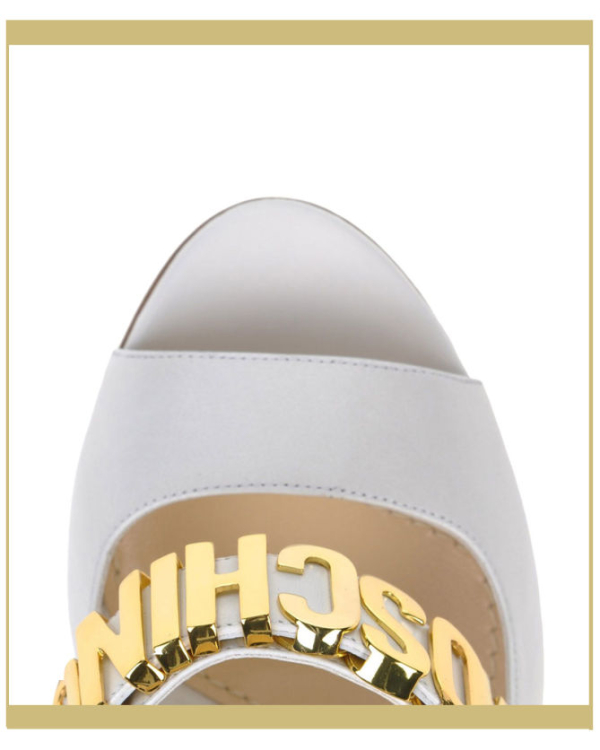 moschino abstract leather flat sandals