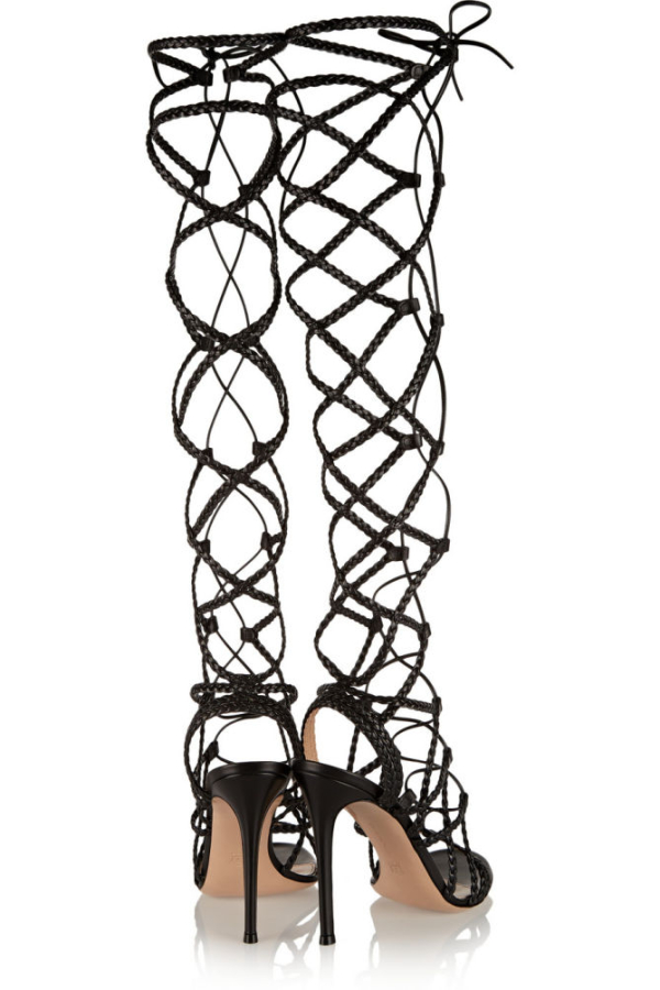 gianvito rossi braided metallic leather sandals