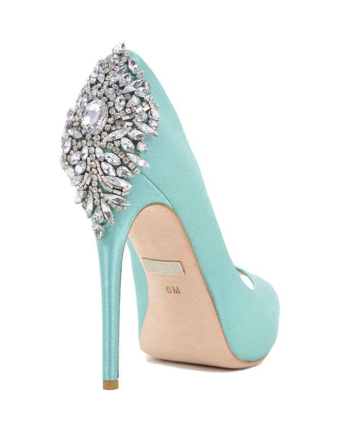Badgley Mischka Kiara Embellished Peep-toe Pump (Tiffany Blue) – Shoes Post