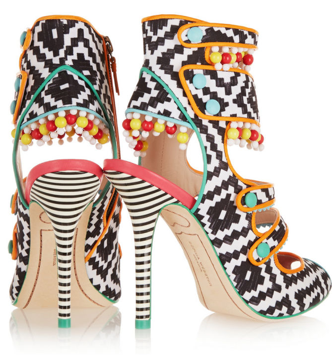 SOPHIA WEBSTER Amma Aztec Leather-trimmed Printed Satin Sandals – Shoes ...
