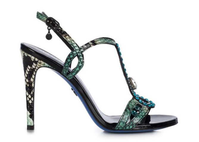 Loriblu Snakeskin and Black Patent Jewel Sandal – Shoes Post