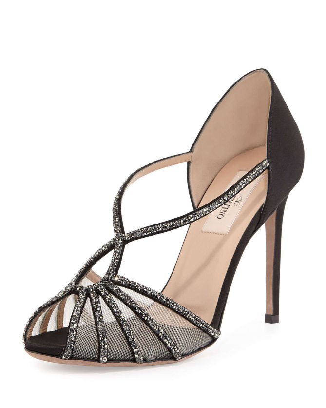 Valentino Crystal and Satin Evening Pump, Black – Shoes Post