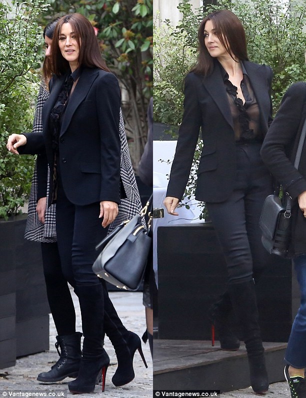 50-Year-Old Monica Bellucci Displays Nipples in Sheer Blouse and ...