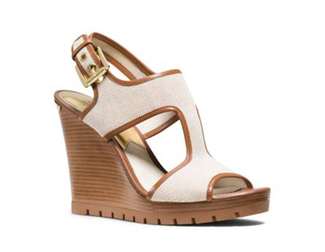 MICHAEL KORS Gillian Canvas And Leather Wedge – Shoes Post