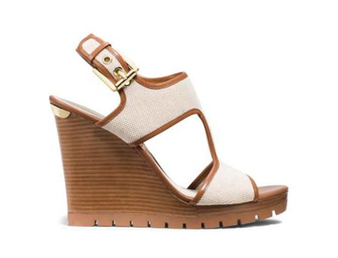 MICHAEL KORS Gillian Canvas And Leather Wedge – Shoes Post