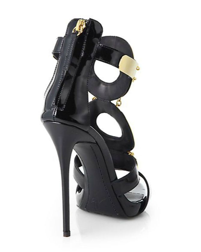 Giuseppe Zanotti Patent Leather Goldtone Ring Sandals – Shoes Post