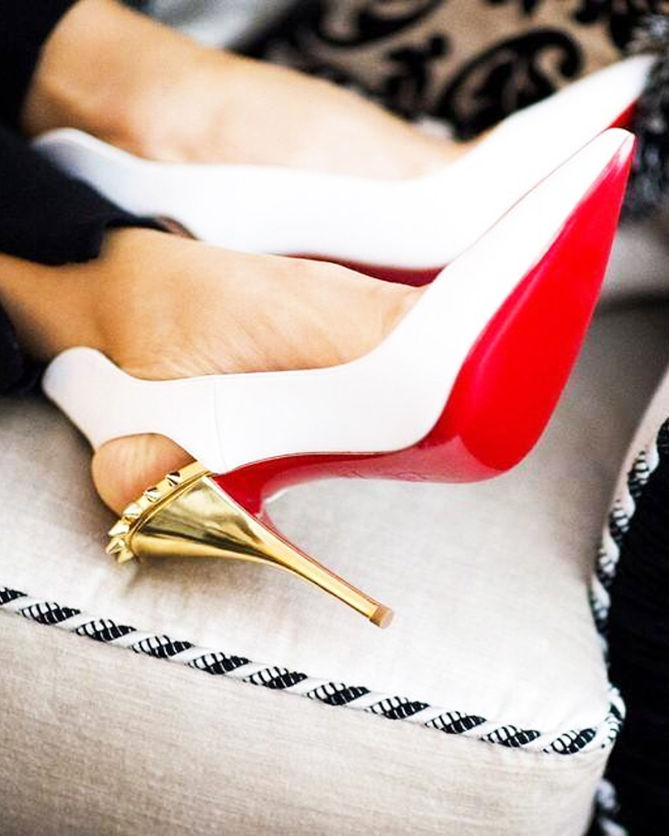 white and gold red bottoms