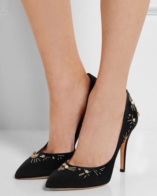 CHARLOTTE OLYMPIA Decorative Vamp Embellished Faille Pumps - Shoes Post
