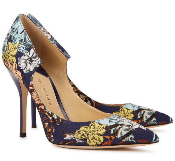 PAUL ANDREW Manhattan Floralprint Satin Pumps Shoes Post