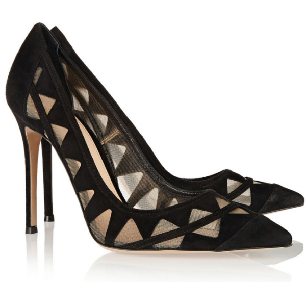 GIANVITO ROSSI Meshpaneled Suede Pumps Shoes Post