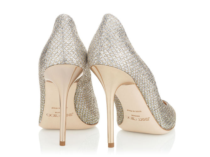 Jimmy Choo Abel Champagne Glitter Pointy Toe Stiletto Pumps – Shoes Post