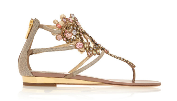 RENÉ CAOVILLA Crystal-embellished Metallic Ayers Wedge Sandals – Shoes Post