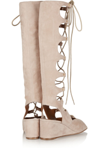 CHLOÉ Lace-up Suede Wedge Sandals – Shoes Post