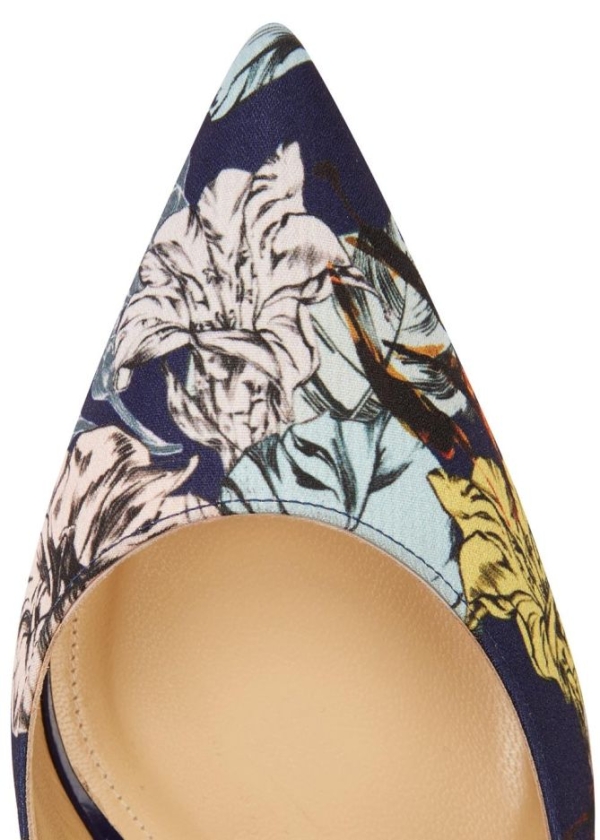 PAUL ANDREW Manhattan Floralprint Satin Pumps Shoes Post