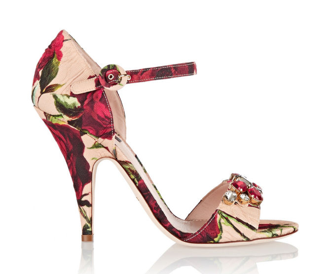 DOLCE & GABBANA Embellished Floral-print Brocade Sandals – Shoes Post