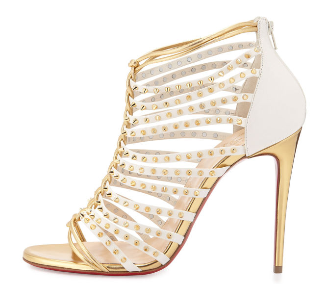 Christian Louboutin Millaclou Studded-Cage Red Sole Sandal, Edelweiss ...