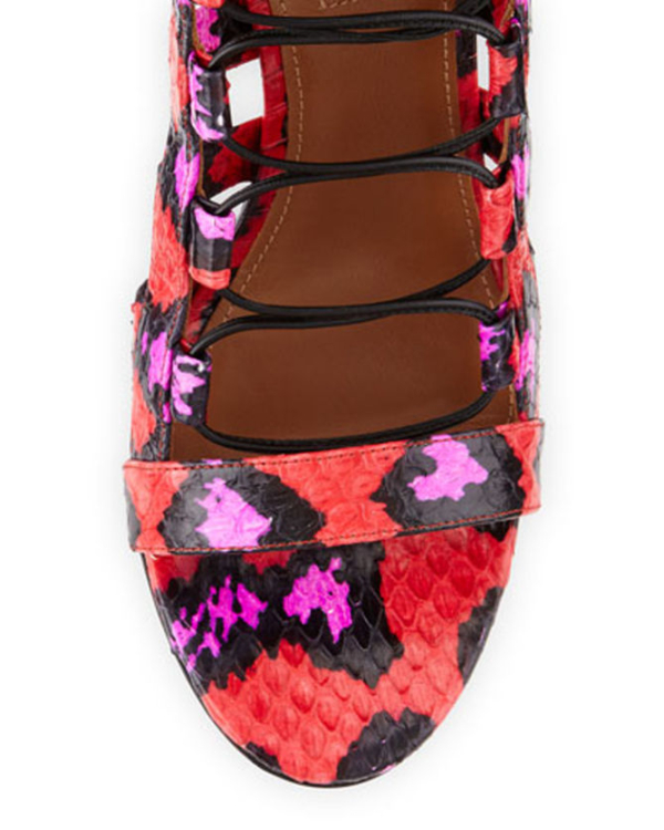 AQUAZZURA Amazon Strappy Snakeskin Sandal, Candy Lipstick â Shoes Post