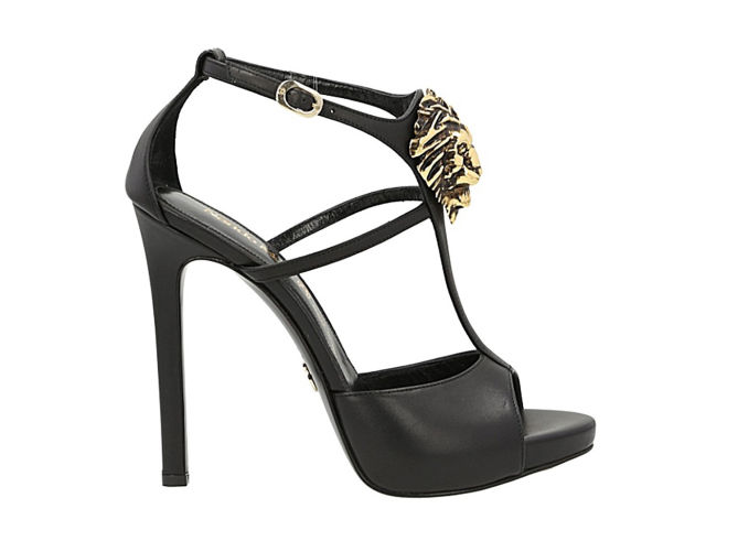 Ingrid Cosmo Black Leather Golden Lion Sandal – Shoes Post