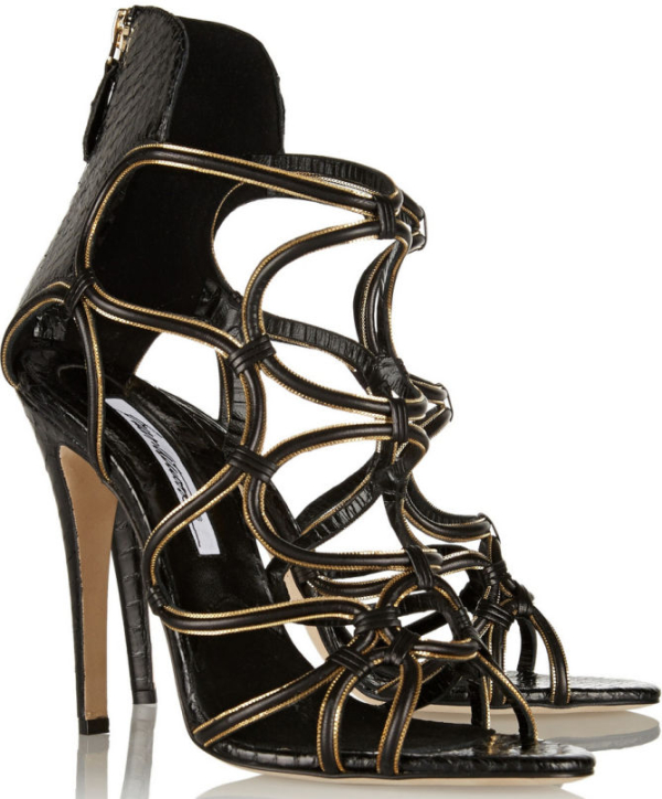 BRIAN ATWOOD Chain-trimmed Elaphe and Suede Sandals – Shoes Post