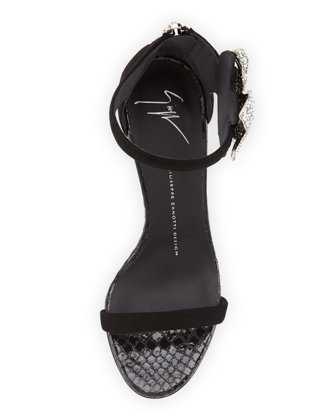Giuseppe Zanotti Crystal-Flower d’Orsay Sandal, Black (Nero) – Shoes Post
