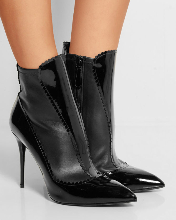 ALEXANDER MCQUEEN Scalloped Patent-leather Ankle Boots – Shoes Post