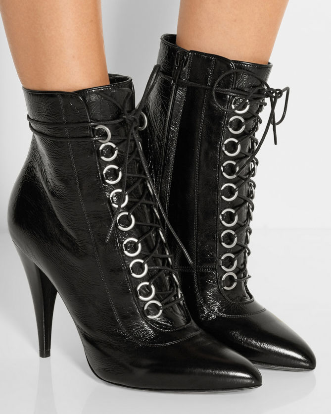 SAINT LAURENT Fetish Textured-leather Ankle Boots – Shoes Post