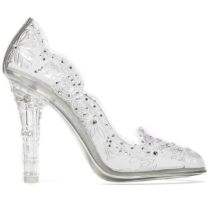 clear embellished pumps