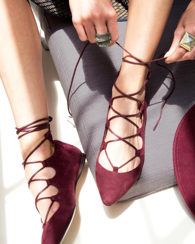 flats that tie around the ankle