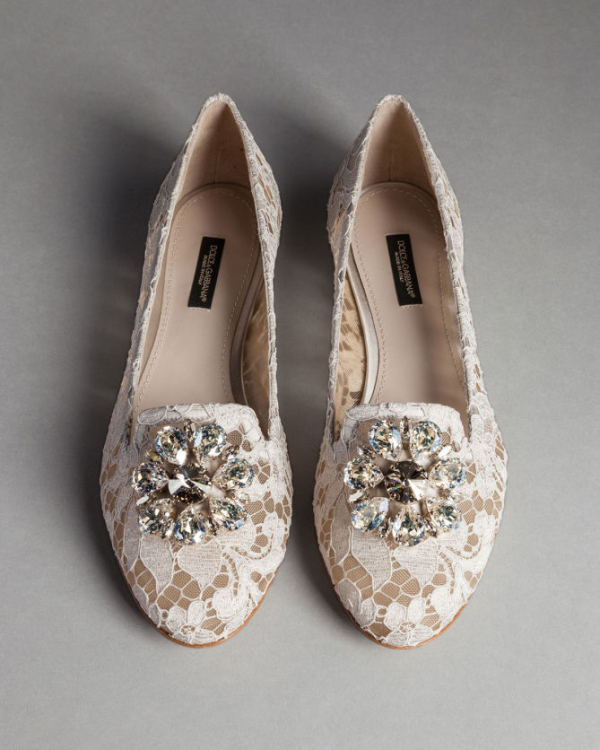 Dolce & Gabbana TAORMINA LACE VALLY SLIPPERS WITH BROOCH – Shoes Post