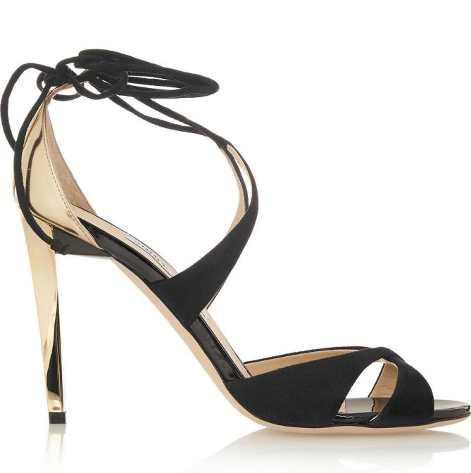 JIMMY CHOO Teira Metallic Leather and Suede Sandals – Shoes Post
