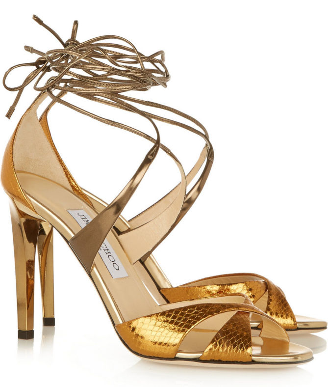 JIMMY CHOO Teira Metallic Ayers and Mirrored-leather Sandals – Shoes Post