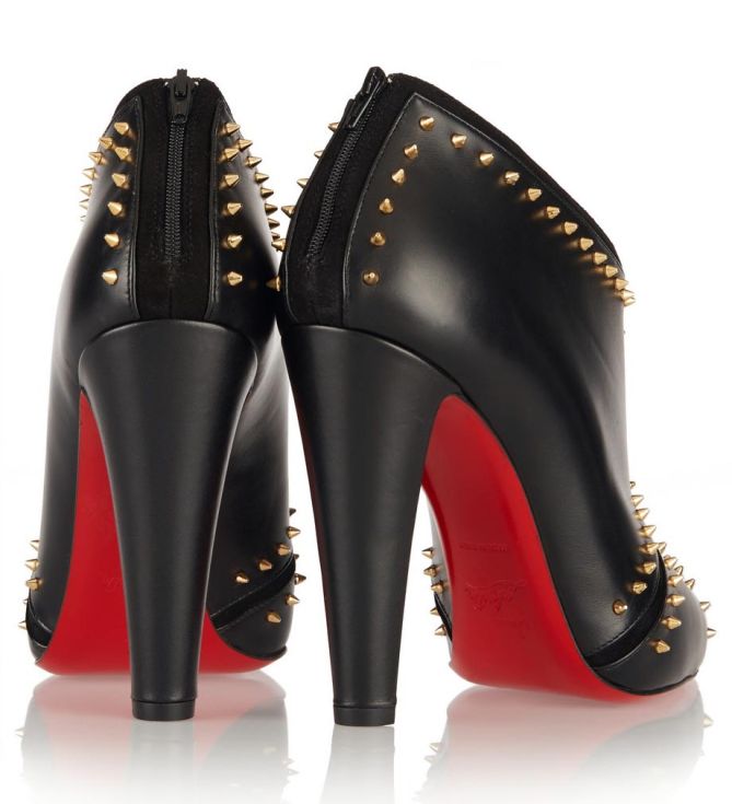CHRISTIAN LOUBOUTIN Carapachoc 100 Spiked Leather Peep-toe Ankle Boots ...