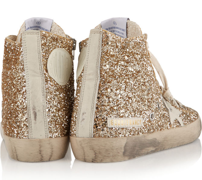 GOLDEN GOOSE DELUXE BRAND Francy Glittered Leather High-top sneakers ...