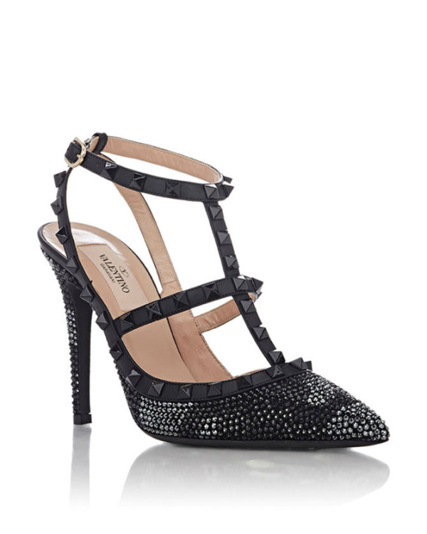 valentino core leather rockstud cage heels