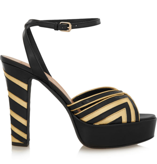 VALENTINO Metallic Striped Leather Platform Sandals – Shoes Post