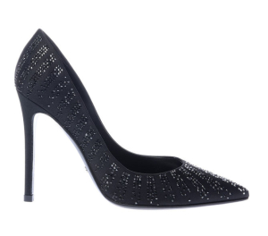 Baldinini PUMPS IN BLACK SASTIN AND RHINESTONES – Shoes Post