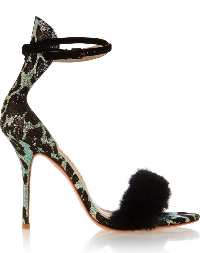 SOPHIA WEBSTER Nicole Faux Fur-trimmed Leopard Jacquard sandals – Shoes ...
