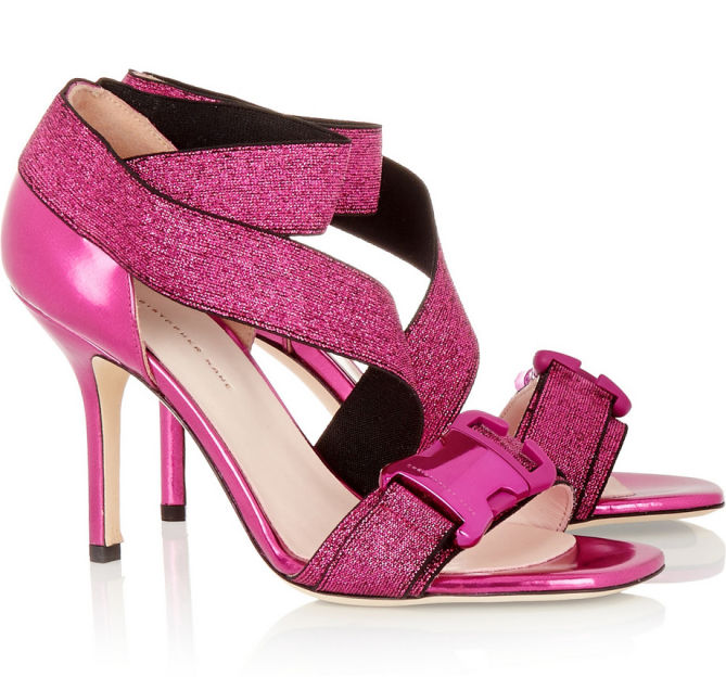 CHRISTOPHER KANE Buckled Metallic Elastic and Leather Sandals – Shoes Post